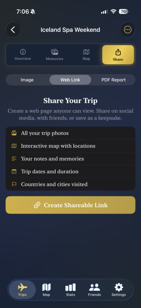 Screenshot of TripChronos share screen