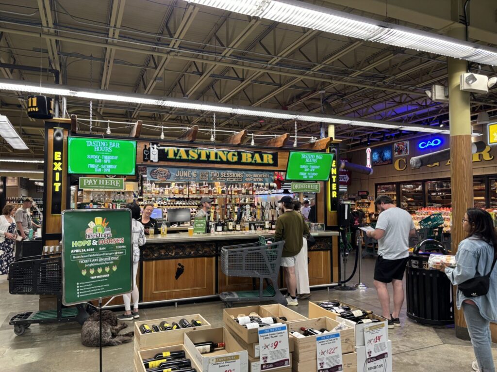 Tasting bar for purchasing beers or cocktails to drink and sample as you walk through Jungle Jim's.